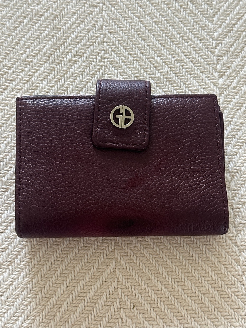 Giani Bernini Leather fold over Wallet in Deep Burgundy with silver tone accents
